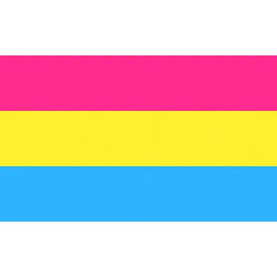 Diese Pansexuellen-Flagge mit den Farben Pink, Gelb und Blau symbolisiert Anziehung zu Frauen, nicht-binaeren Personen und Maennern. Sie ist ideal zur Unterstuetzung der pansexuellen Community und als persoenliches Statement.